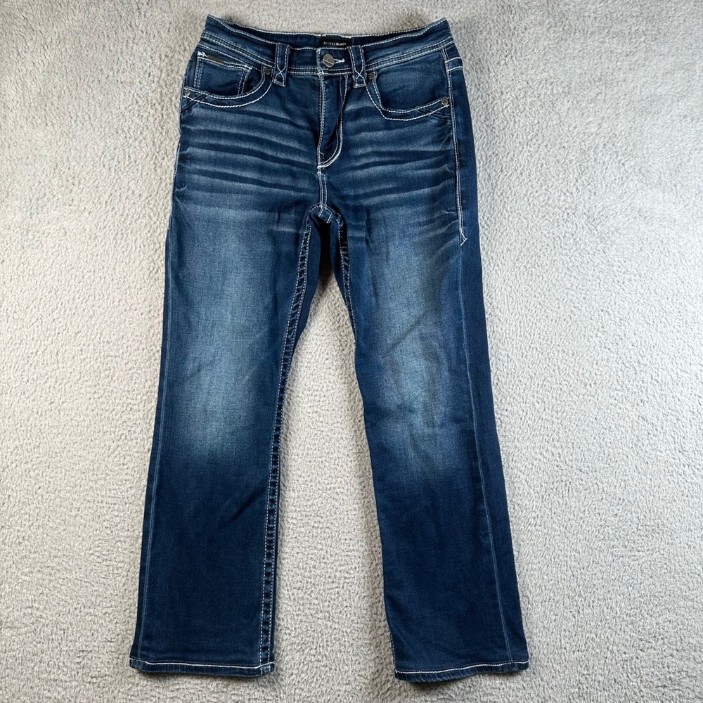 Buckle Black Fit No 9 Bootcut Jeans Mens 30x32 Dark Wash Contrast Stitch Regular